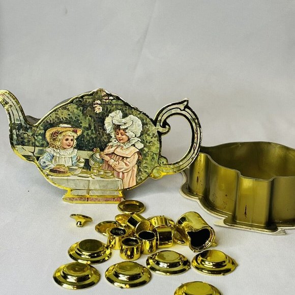 Vintage Miniature 20 Piece Toy Tea Pot Set Box PUSS TO TEA Shackman 6-Setting - Picture 5 of 11